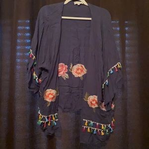 Umgee Blue Tassle embroidered kimono